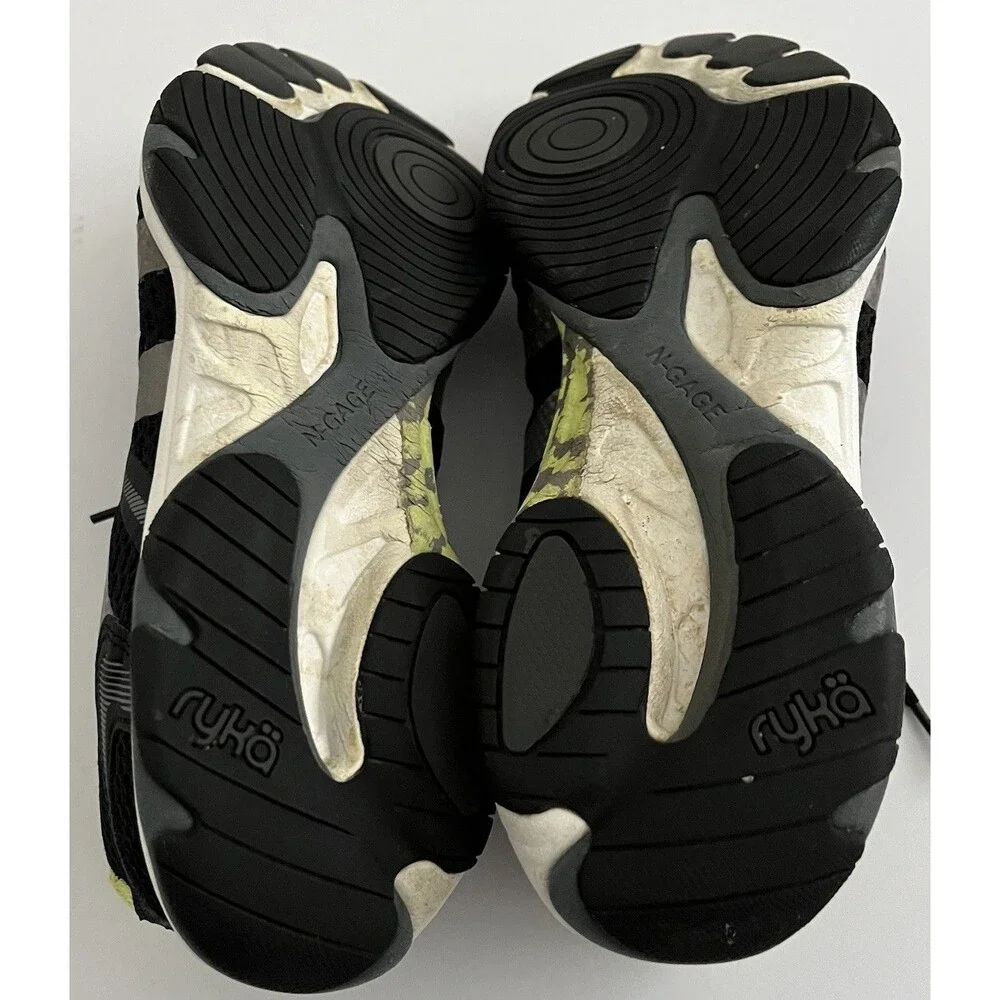 Ryka Influence Womens Training Shoes Black Grey Lime Green sz 9M Studio Dance
